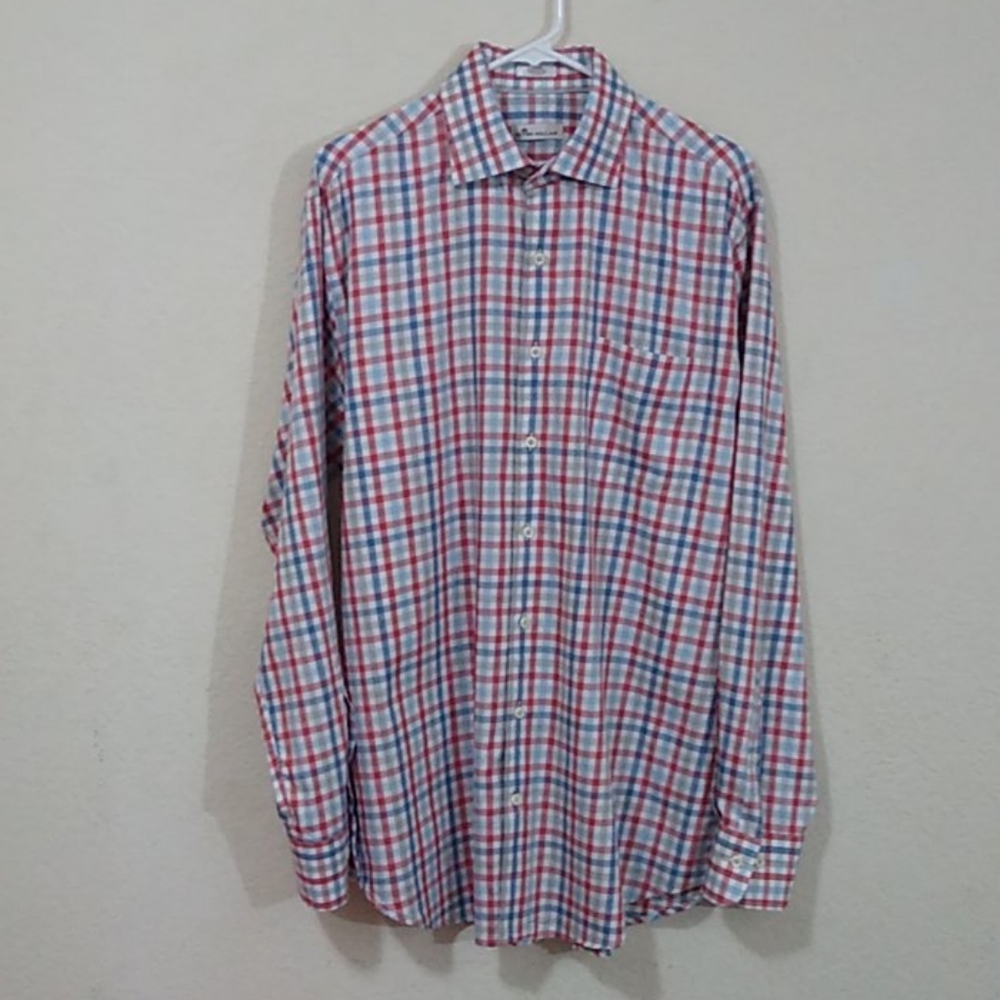 Peter Millar Button-Down - White Plaid - Large - image 1